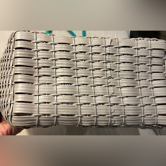 Summer Beach Straw bag with leather and tapestry closure snap - Picture 7 of 9